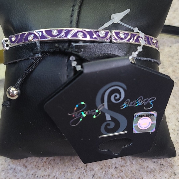 K - STATE  2 Bracelets.  1 Purple/ 1 Leather - Picture 4 of 6